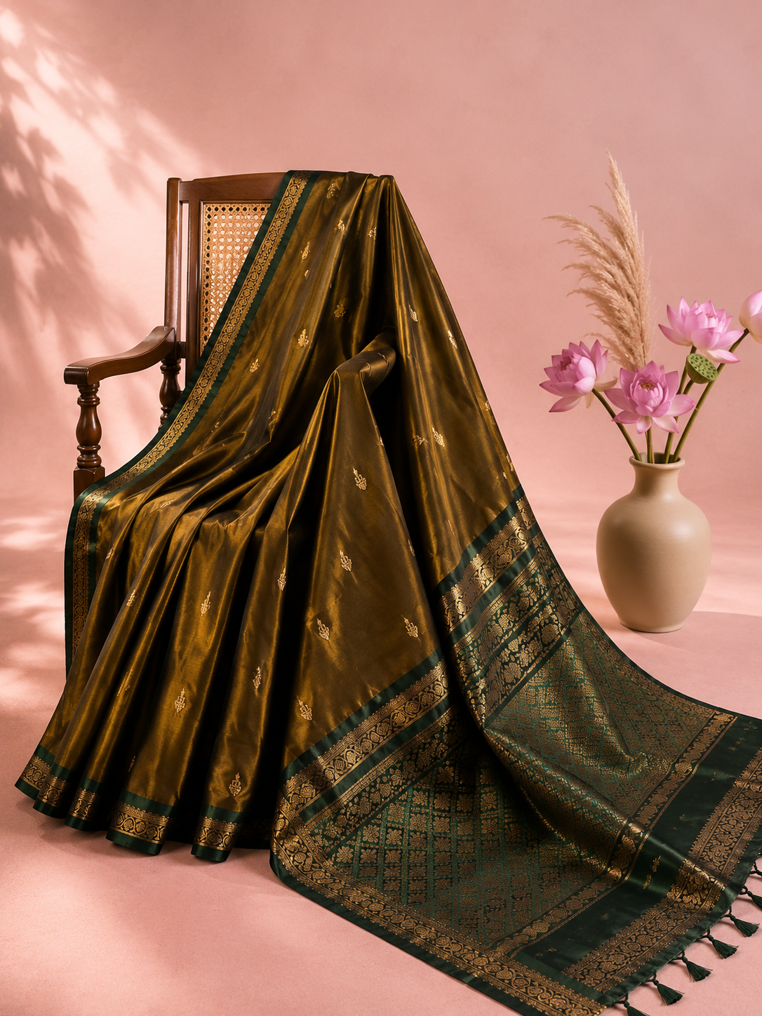Aadhya – Mehendi Green Uppada Silk Saree