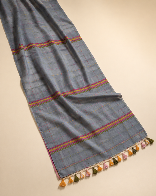 Anika – Light Blue Cotton Saree with Kantha Work