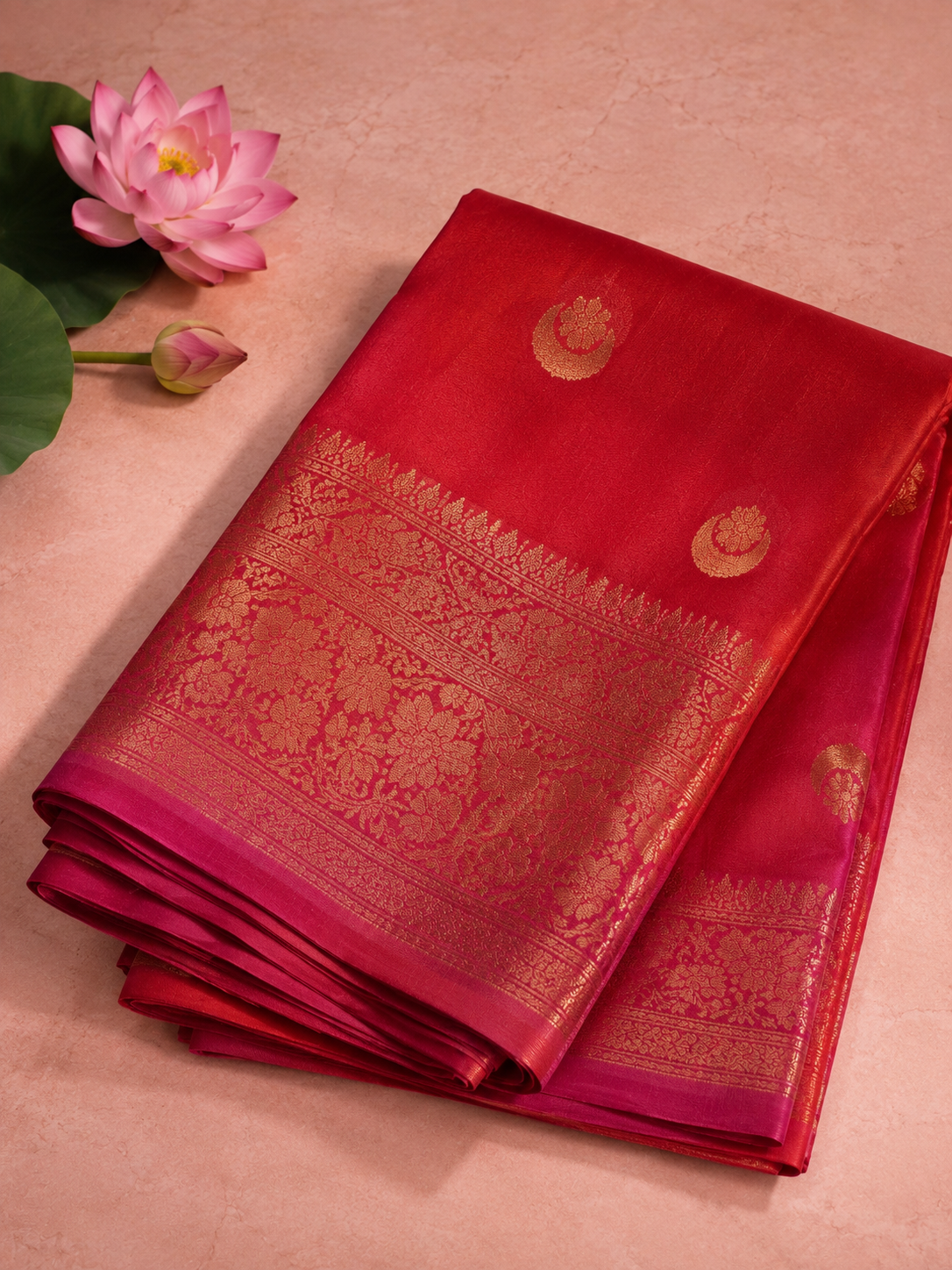 Diksha – Red Gradient Kora Banarasi Organza Saree