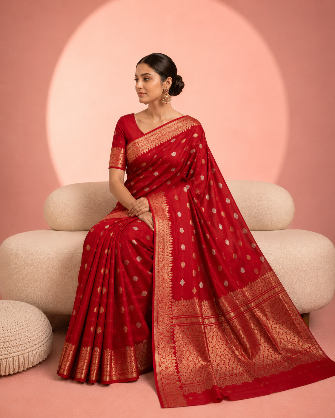 Anushka – Red Kora Banarasi Organza Saree