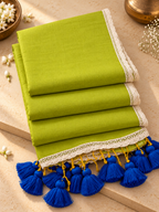 Anya – Light Green Cotton Saree with Lace Border
