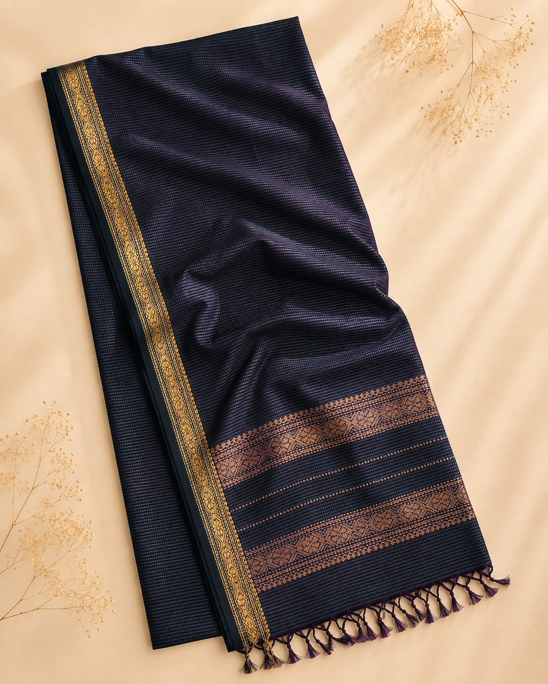 Banani – Grey Garbha Reshmi Maheshwari Silk Saree