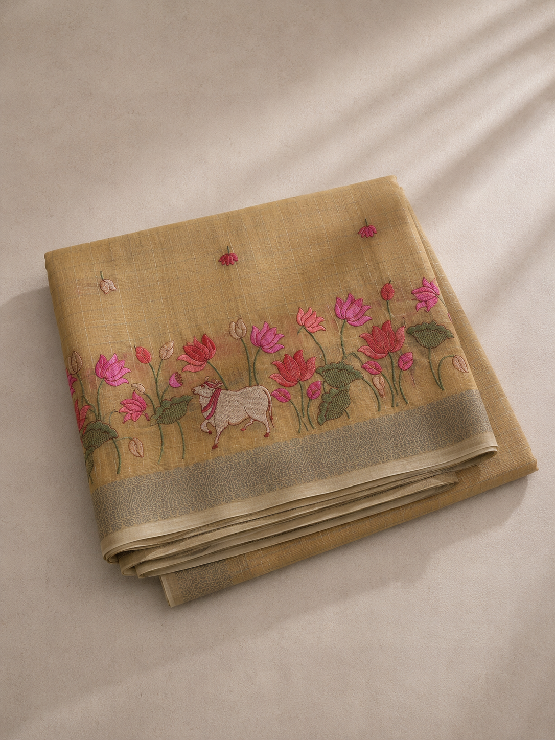 Bharati – Cotton Saree with Pichwai Embroidery
