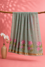 Chanda – Cotton Saree with Lotus Embroidery