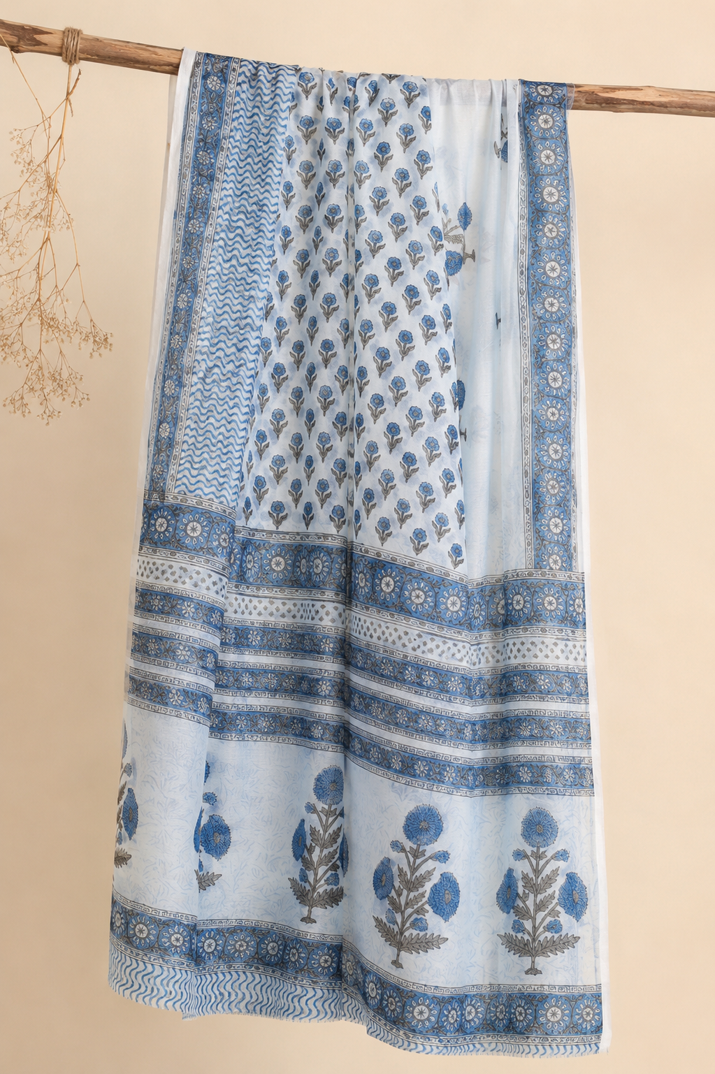 Akashi - Handblocked Chiffon Saree