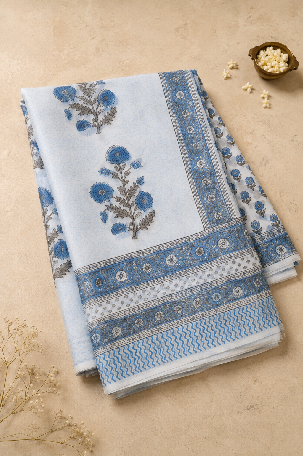 Akashi - Handblocked Chiffon Saree