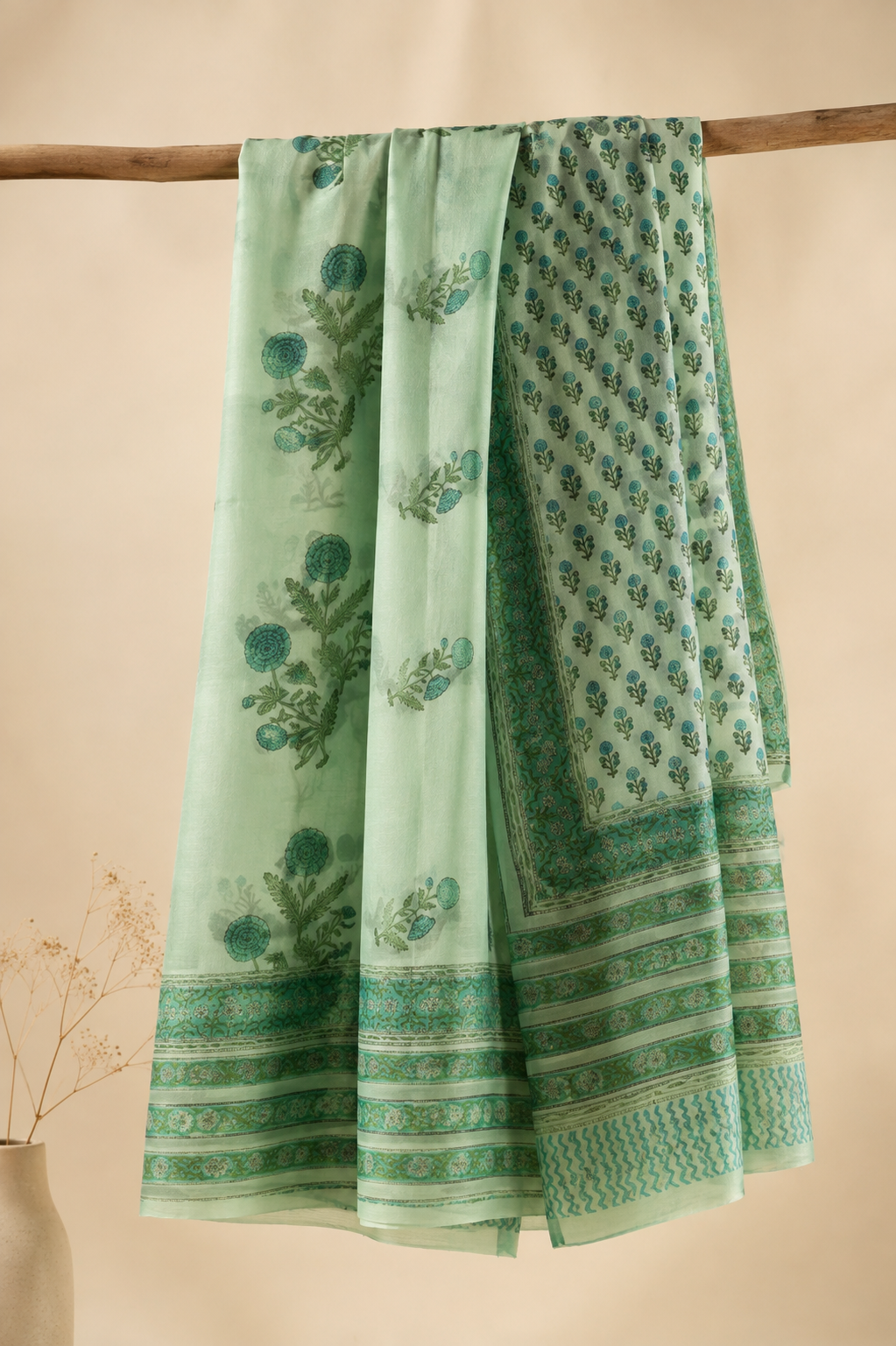 Ratnashree - Handblock printed Chiffon Saree