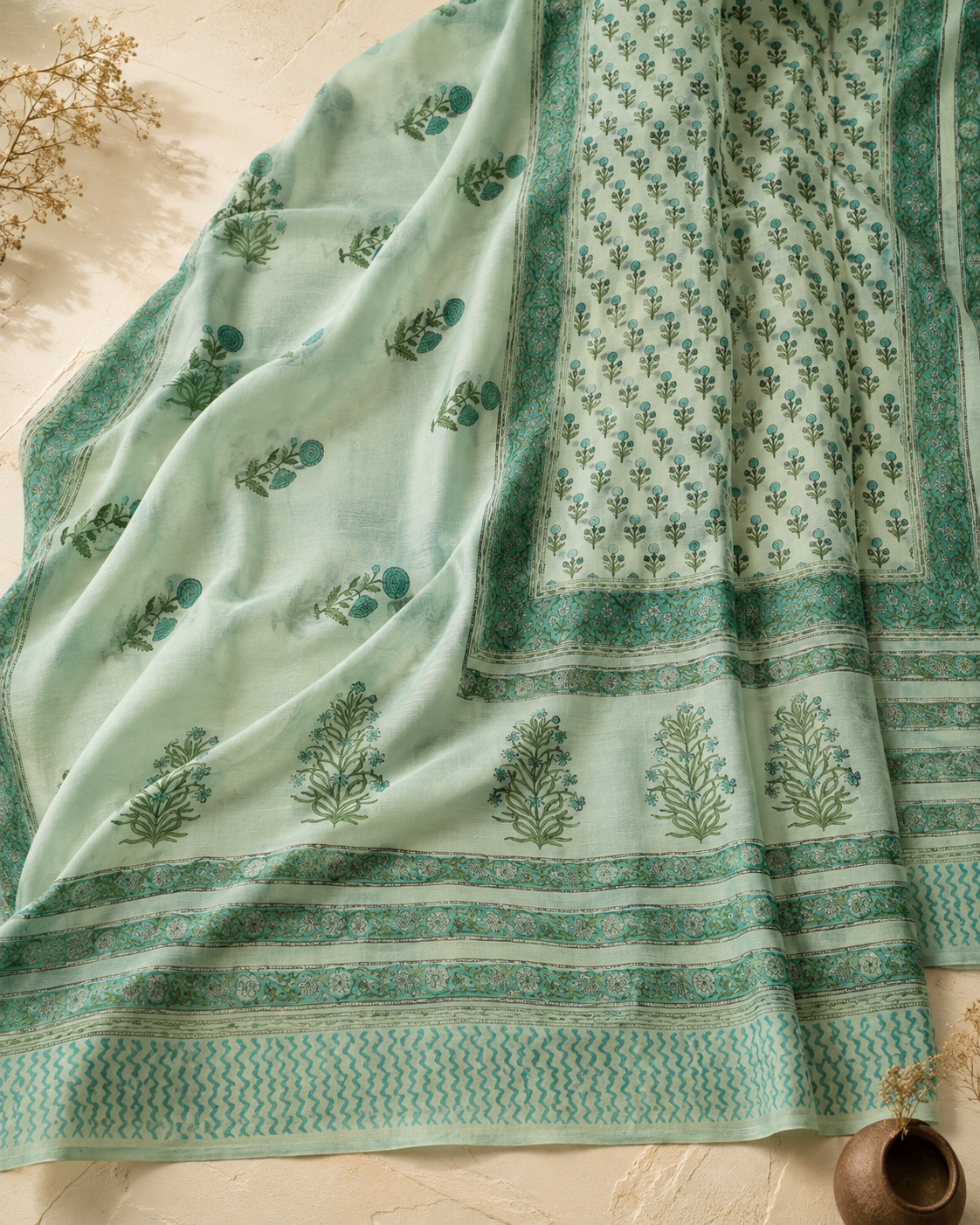 Ratnashree - Handblock printed Chiffon Saree