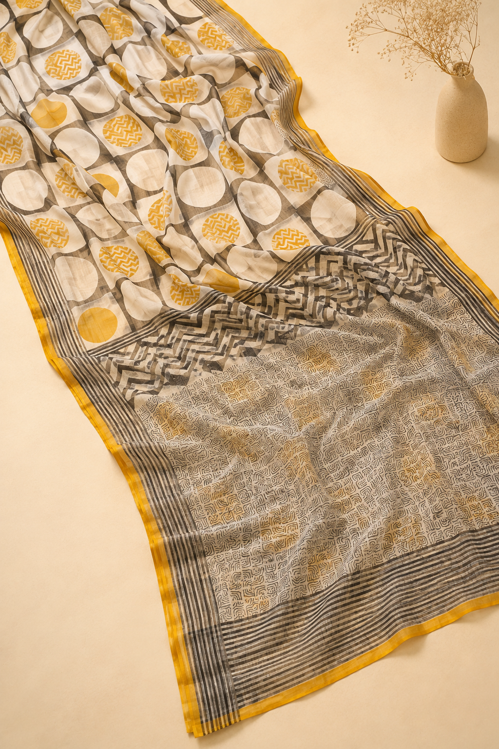 Tarang – Handblock Printed Kota Doria Saree