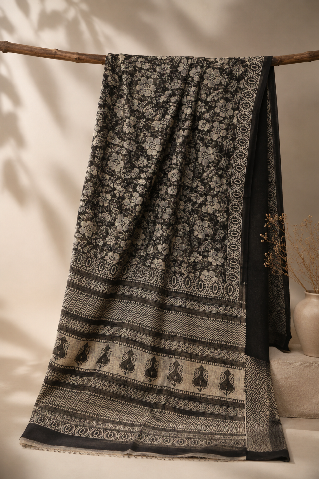 Ratrani – Handblock Printed Kota Doria Saree