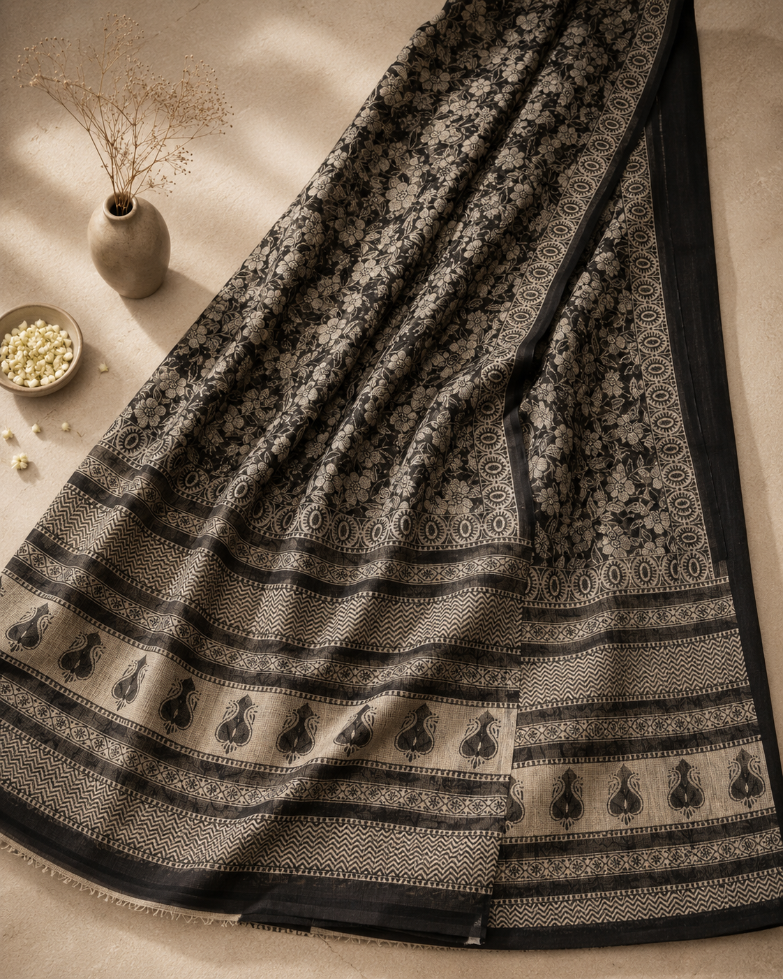 Ratrani – Handblock Printed Kota Doria Saree