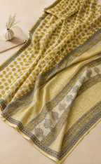 Gajagamini – Handblock Printed Chiffon Double Diamond Saree