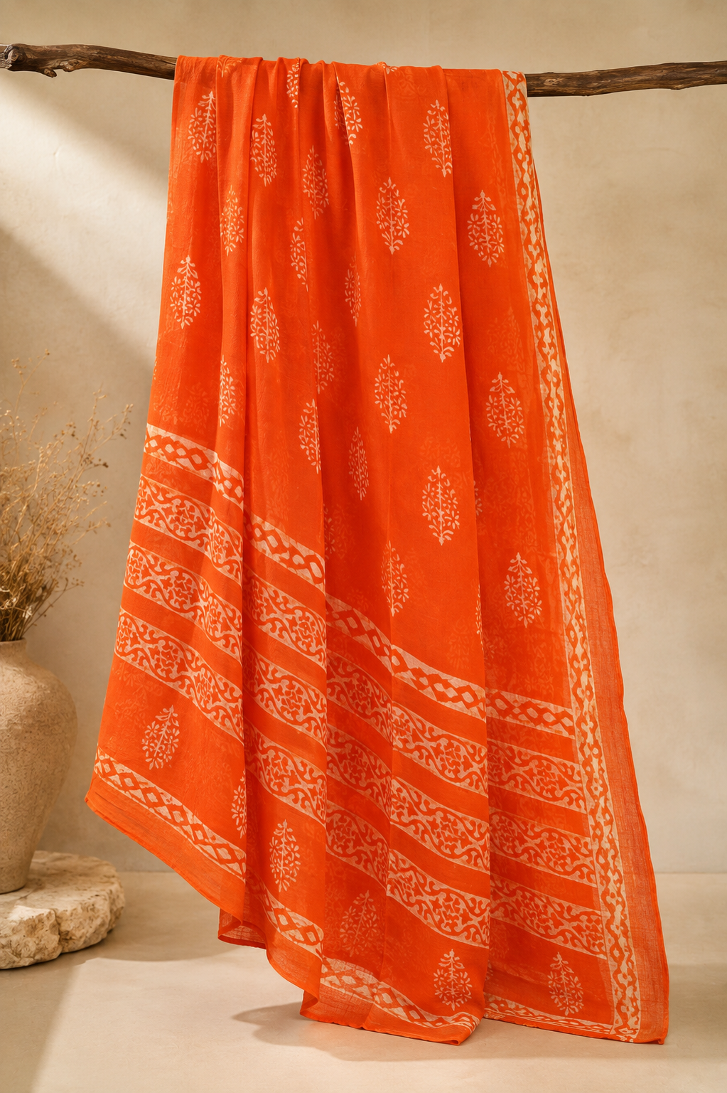 Svarnika – Handblock-printed Chiffon Saree