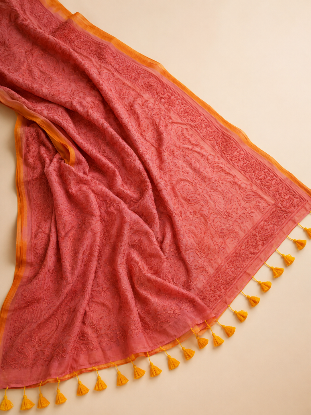 Sindoori – Mul Cotton Chikankari Saree