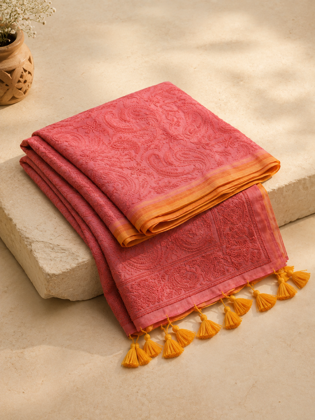 Sindoori – Mul Cotton Chikankari Saree