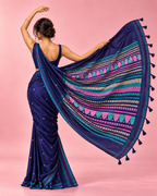 Damini – Blue Cotton Dongria Saree