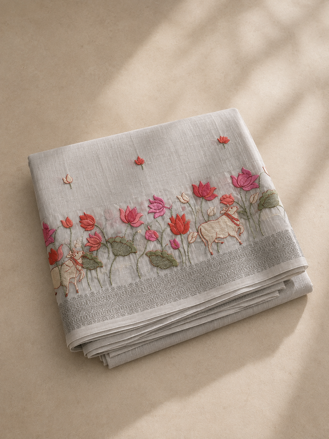 Gauri – Cotton Saree with Pichwai Embroidery