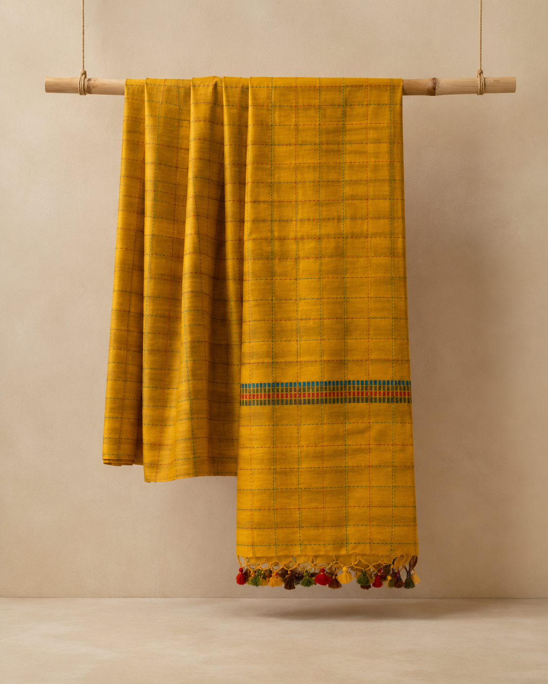 Heena – Yellow Cotton Saree with Kantha Work