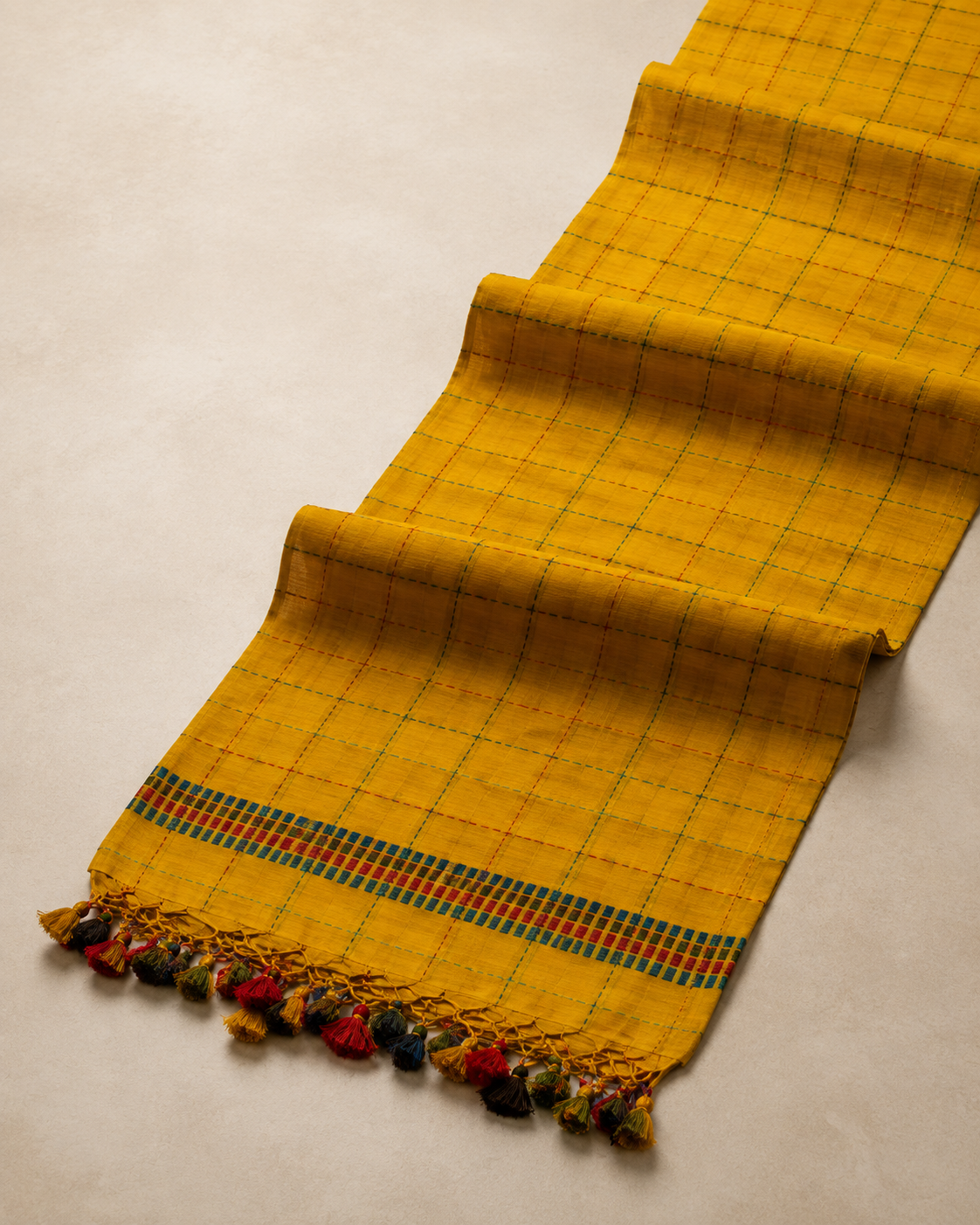 Heena – Yellow Cotton Saree with Kantha Work