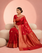 Ishita – Red Kora Banarasi Organza Saree