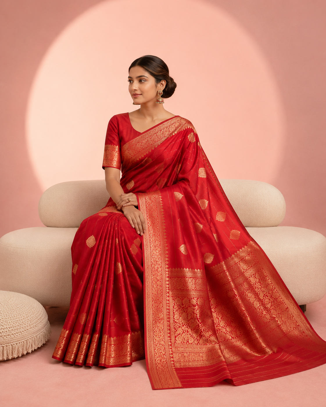 Ishita – Red Kora Banarasi Organza Saree