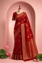 Ishita – Red Kora Banarasi Organza Saree