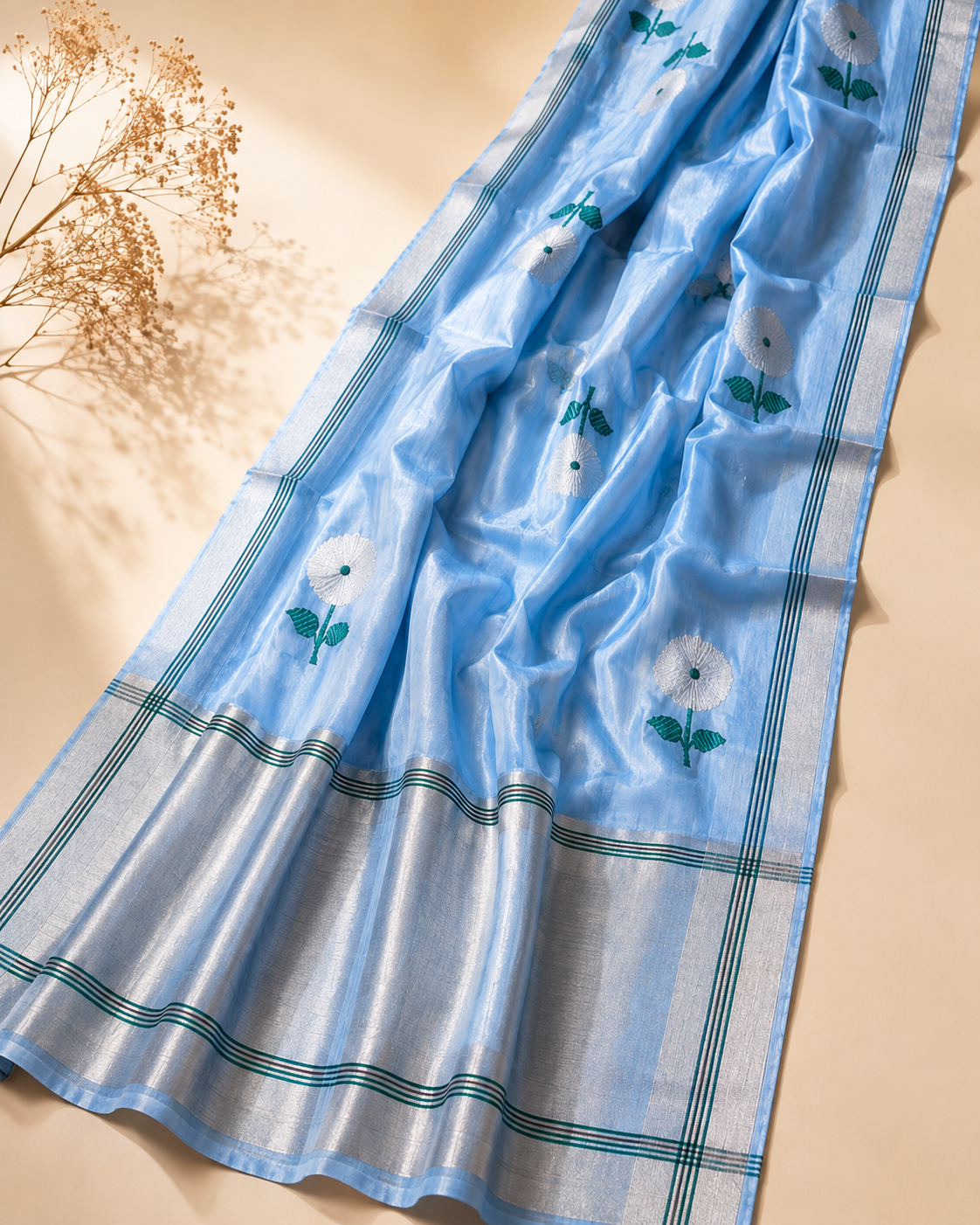 Jyotsna – Sky Blue Chanderi Silk Saree