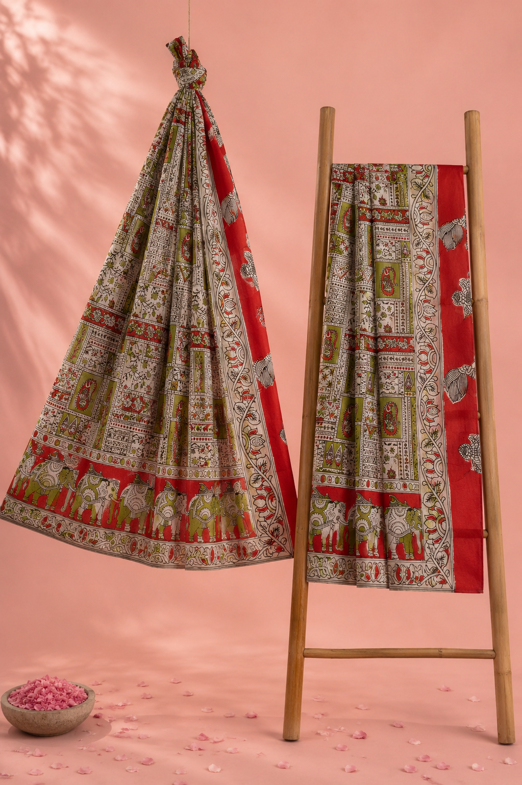Vijaya – Kalamkari Handblock-Printed Cotton Saree