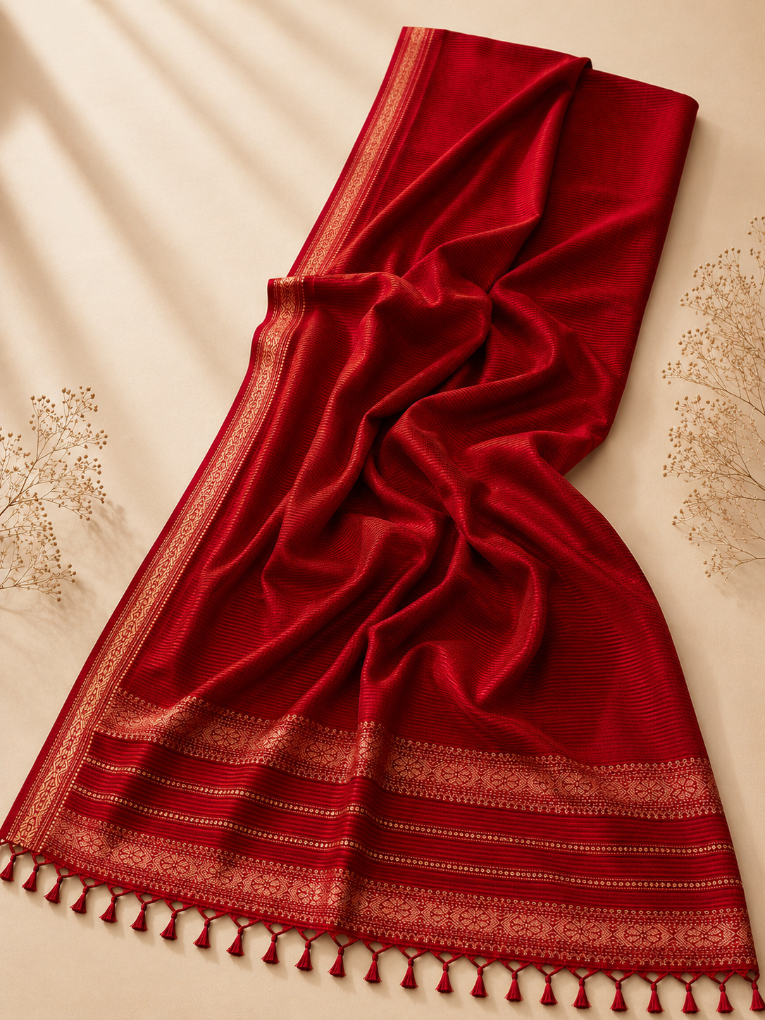 Kumkum – Red Garbha Reshmi Maheshwari Silk Saree