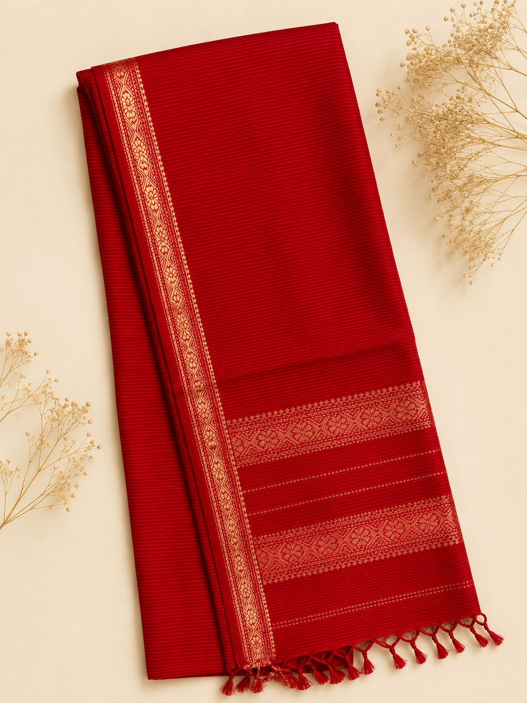 Kumkum – Red Garbha Reshmi Maheshwari Silk Saree