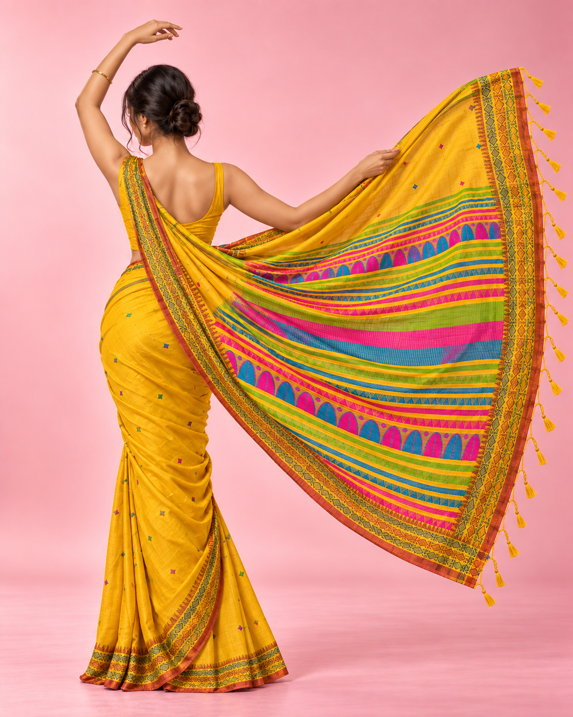 Manika – Yellow Cotton Dongria Saree