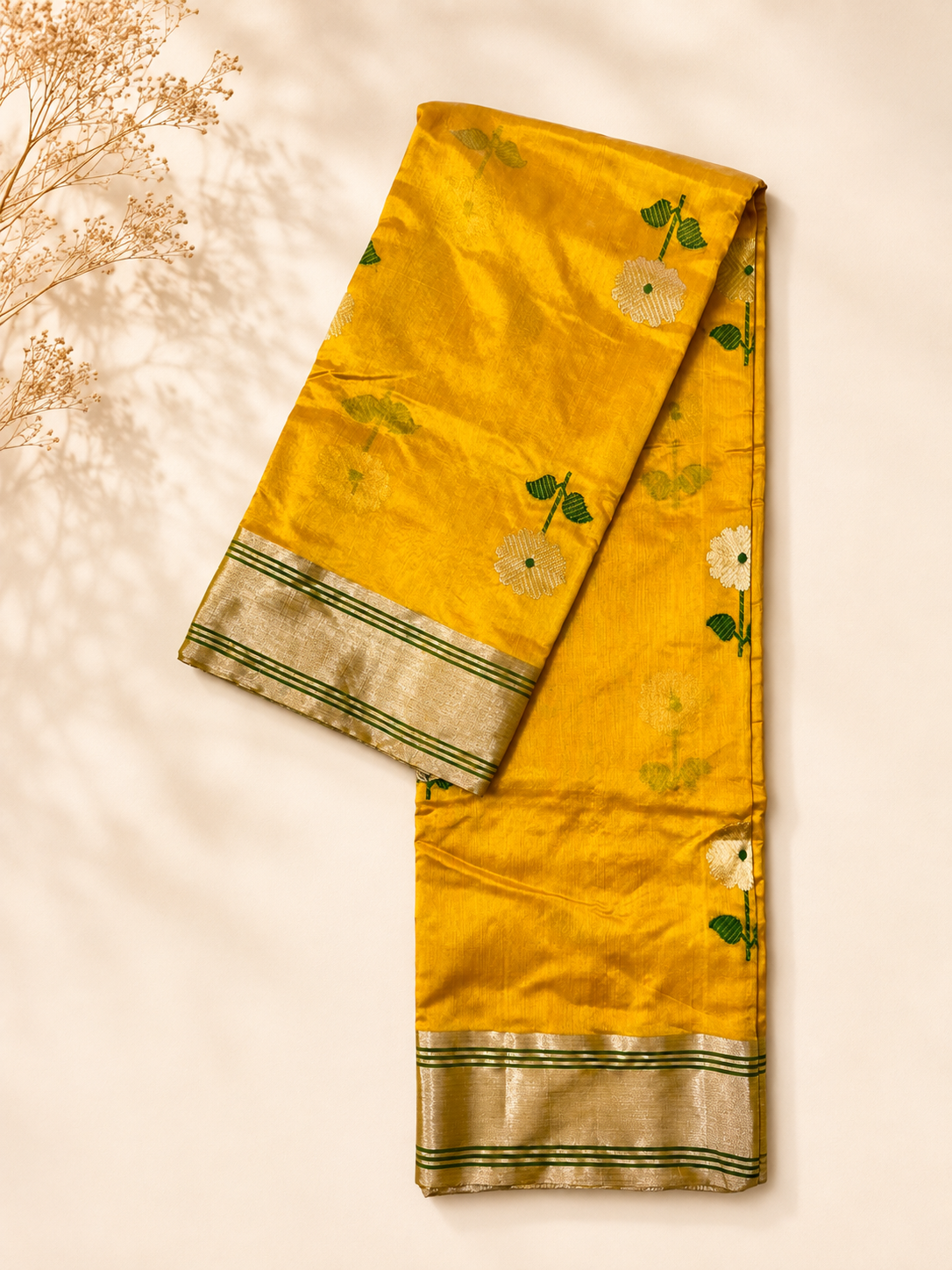 Manjushree – Yellow Chanderi Silk Saree