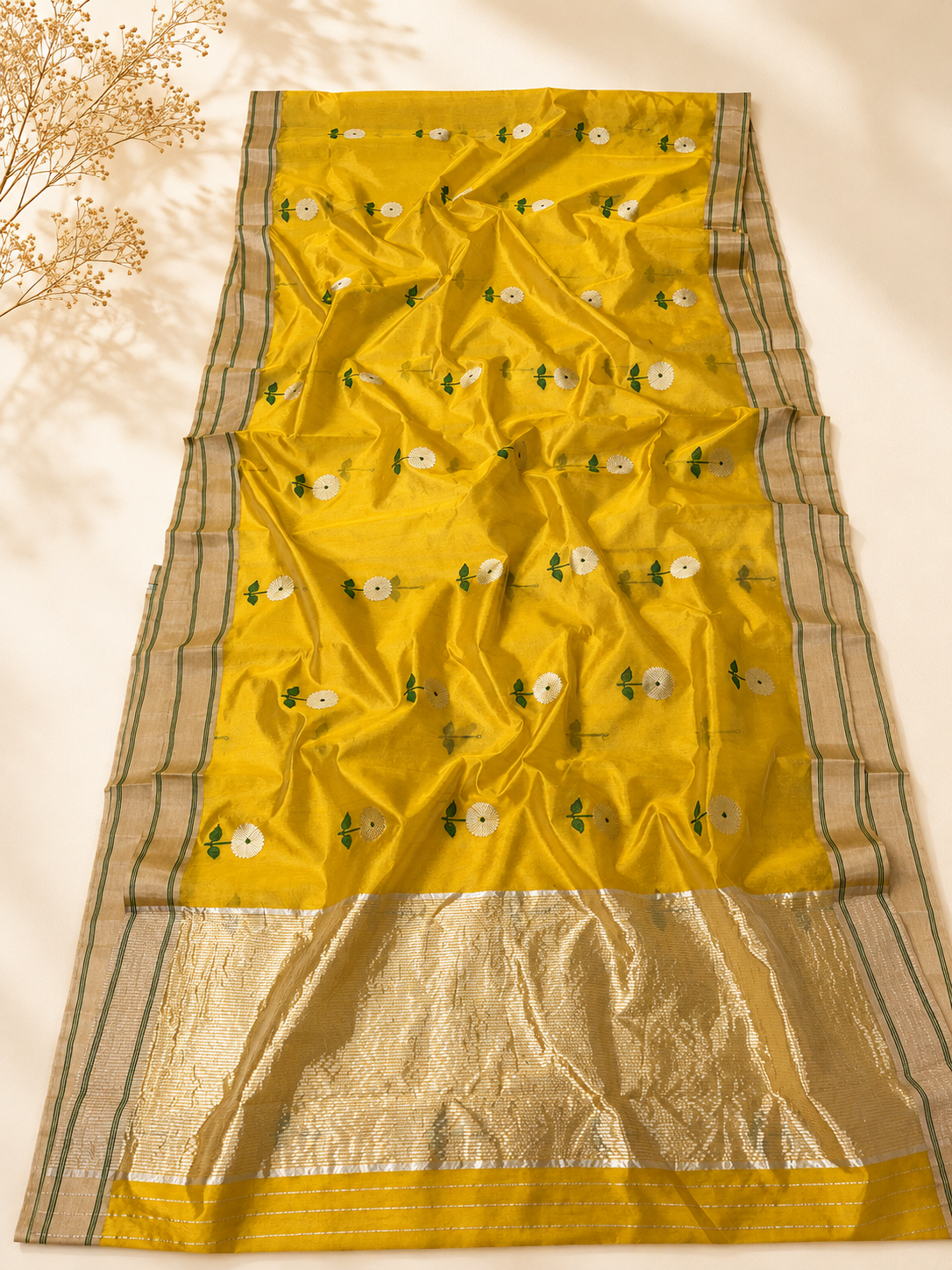 Manjushree – Yellow Chanderi Silk Saree