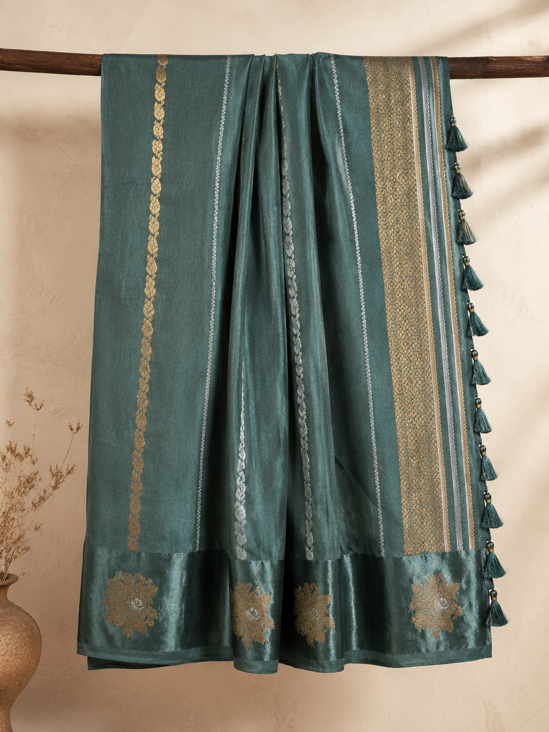Meenakshi – Forest Green Banarasi Silk Saree