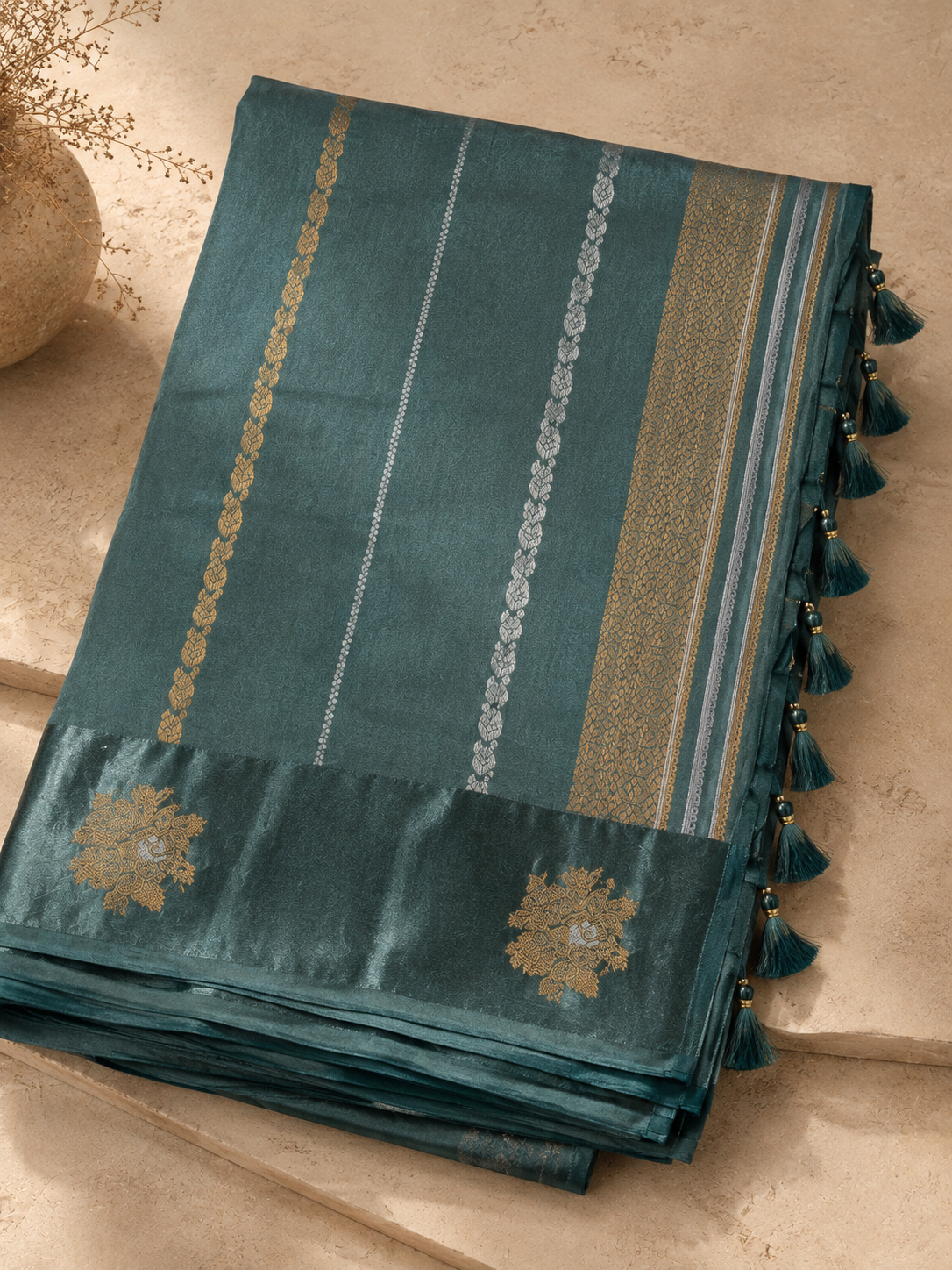 Meenakshi – Forest Green Banarasi Silk Saree