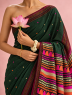 Muskaan – Green Cotton Dongria Saree