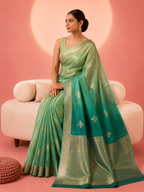 Namrata – Green Gradient Kora Banarasi Organza Saree