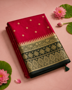 Neeta – Red Banarasi Silk Saree with Temple Zari Border
