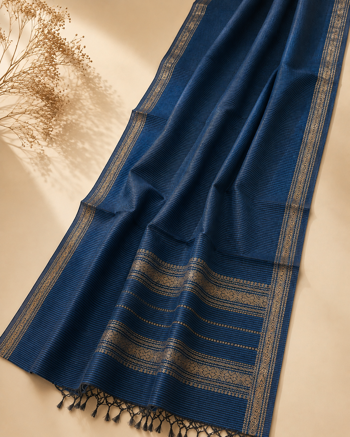 Nirvi – Blue Garbha Reshmi Maheshwari Silk Saree