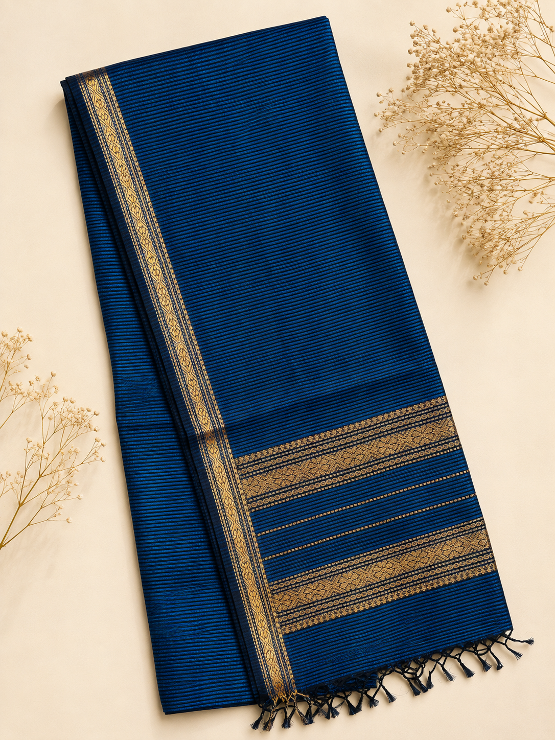Nirvi – Blue Garbha Reshmi Maheshwari Silk Saree