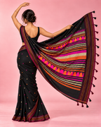 Nishita – Black Cotton Dongria Saree