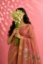 Prachi – Cotton Saree with Lotus Embroidery