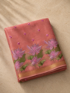 Prachi – Cotton Saree with Lotus Embroidery
