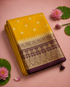 Prajakta – Gold Banarasi Silk Saree with Temple Zari Border