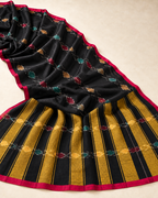 Raina – Classic Black Cotton Saree