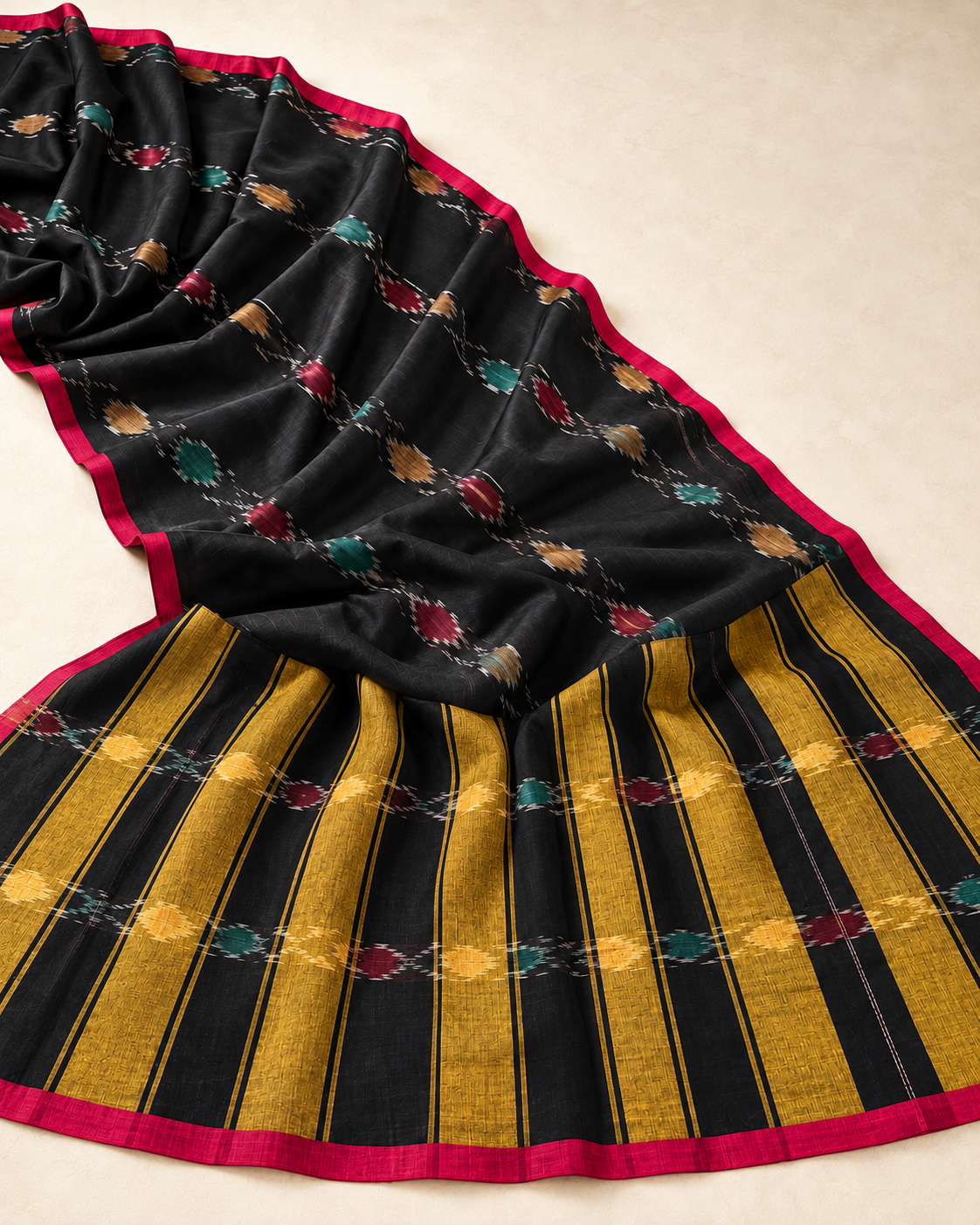 Raina – Classic Black Cotton Saree