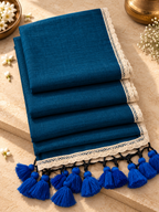 Rasika – Blue Cotton Saree with Lace Border