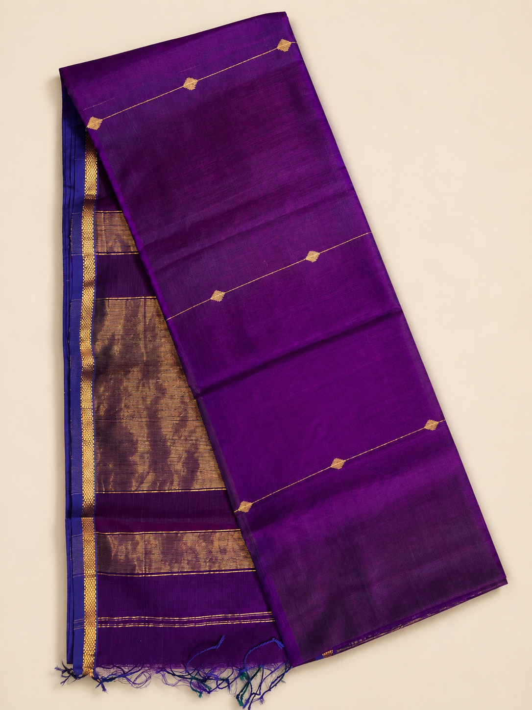 Rushali – Dual-Toned Purple Maheshwari Silk Saree
