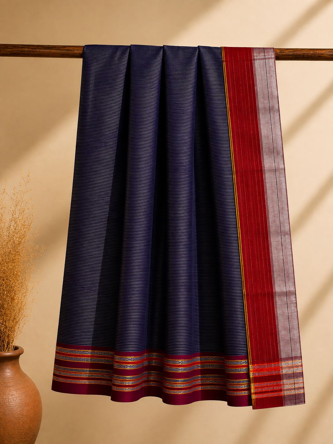Rutika – Blue Cotton Saree