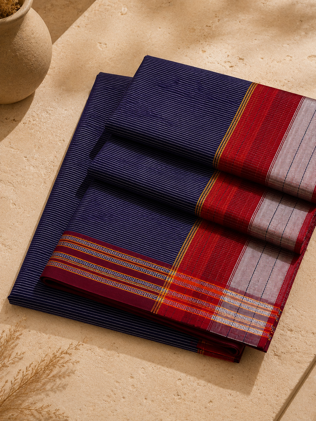 Rutika – Blue Cotton Saree